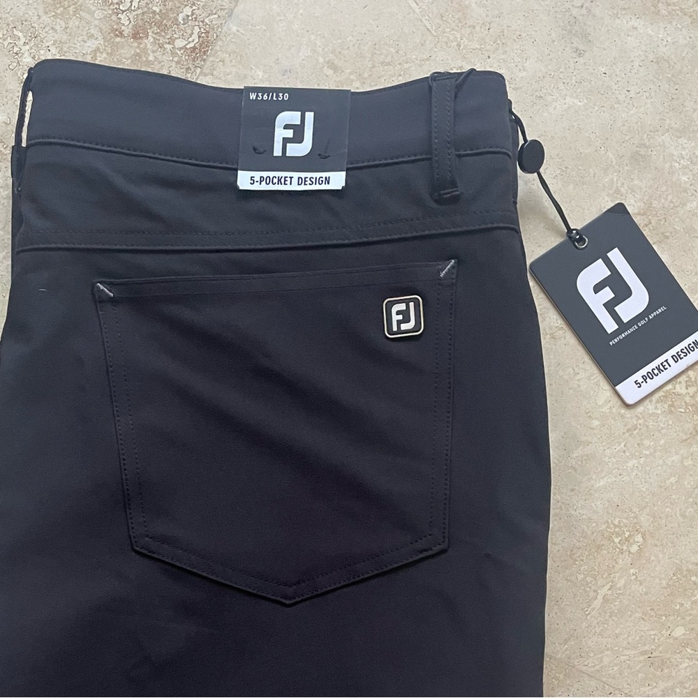 NWT Mens FJ Footjoy black long golf pant for men